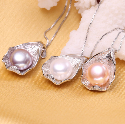 FENASY Shell Design Fashion 925 Sterling Silver Natural Freshwater Pearl Necklace Pendant Women Jewelry Boho Statement Necklace
