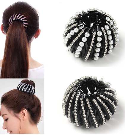 M MISM Pearl Rhinestones Colorful Bud Hair Claw Maker Bun Hairgrip Hairpins Hair Accessories Hair Clips For Women Girls Bezel